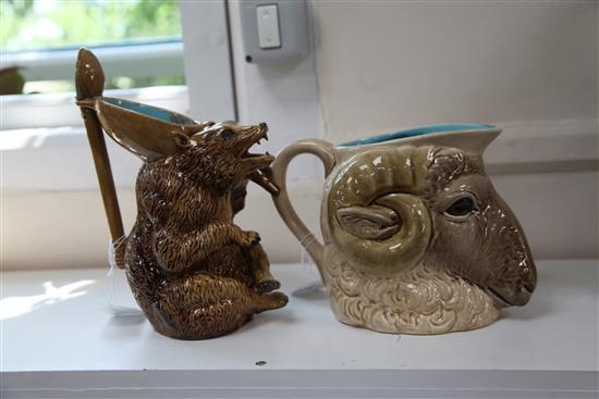 Two French majolica animal shaped jugs, late 19th century, 26.5cm